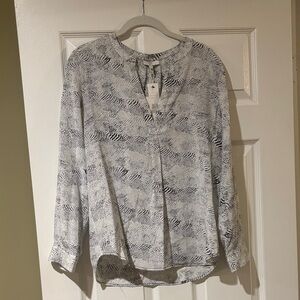 NWT Joie White and Black Print Blouse